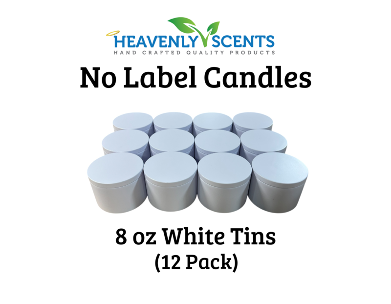 8 oz White Tin Soy Candles -12 Pack