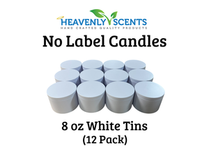 8 oz White Tin Soy Candles -12 Pack