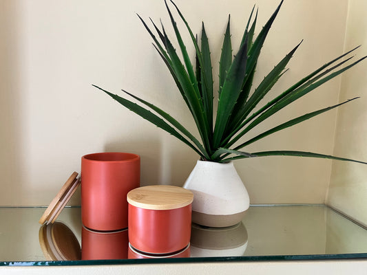 Burnt Orange Ceramic, Double Wicked Soy Candle