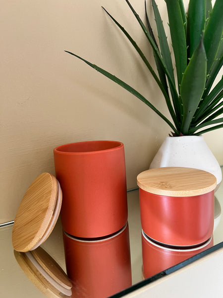 Burnt Orange Ceramic, Double Wicked Soy Candle
