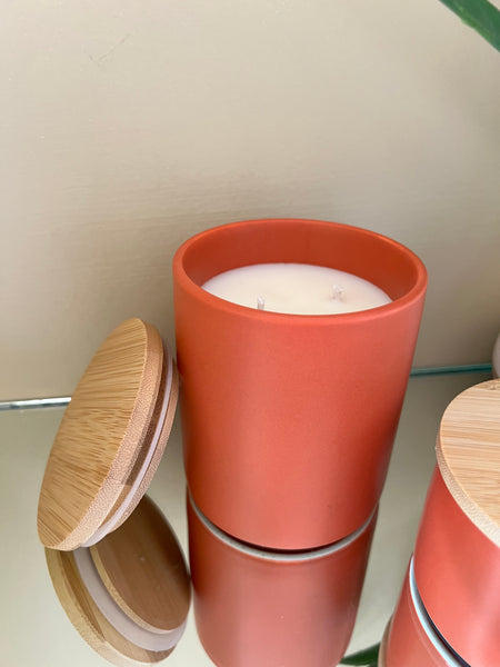 Burnt Orange Ceramic, Double Wicked Soy Candle