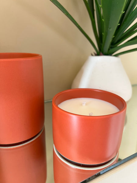 Burnt Orange Ceramic, Double Wicked Soy Candle
