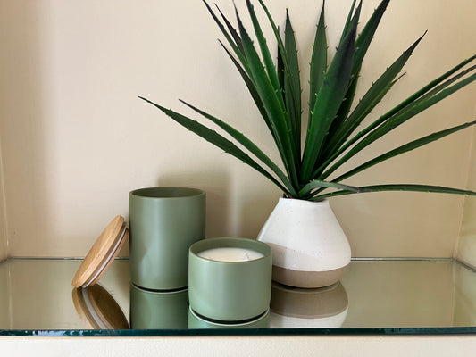 Sage Green Ceramic, Double Wicked Soy Candle