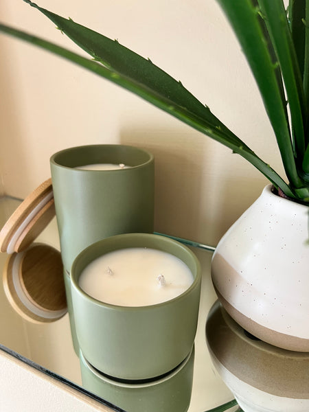 Sage Green Ceramic, Double Wicked Soy Candle