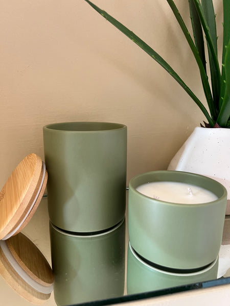 Sage Green Ceramic, Double Wicked Soy Candle