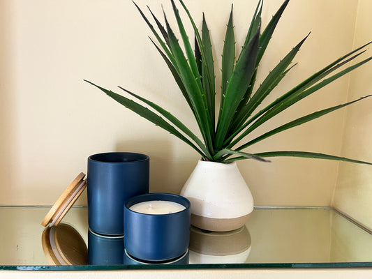 Blue Ceramic, Double Wicked Soy Candle