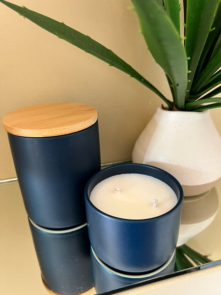 Blue Ceramic, Double Wicked Soy Candle
