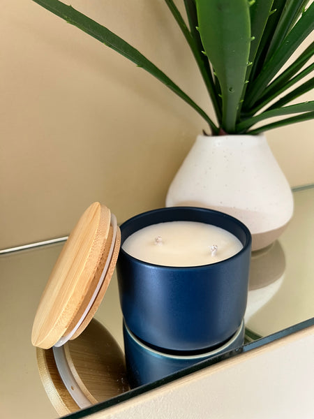 Blue Ceramic, Double Wicked Soy Candle