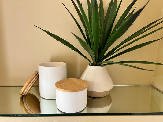 White Ceramic, Double Wicked Soy Candle