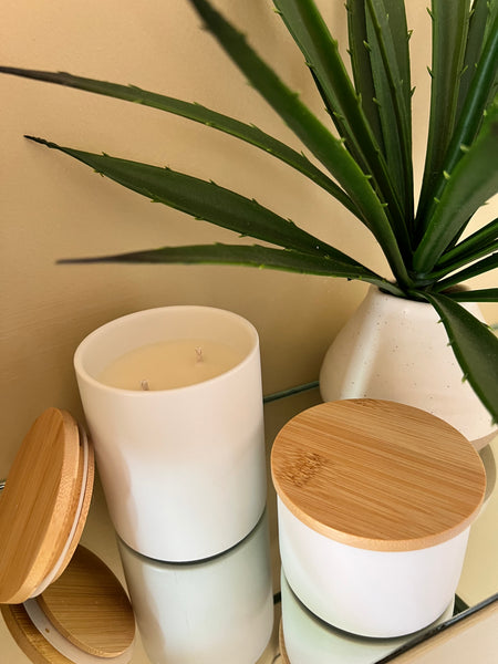 White Ceramic, Double Wicked Soy Candle