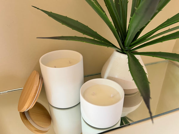 White Ceramic, Double Wicked Soy Candle
