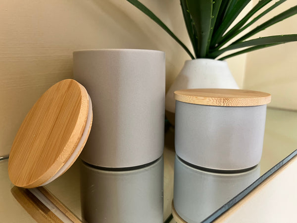 Stone Gray Ceramic, Double Wicked Soy Candle