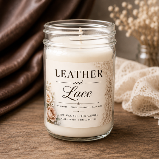 leather and lace candle
