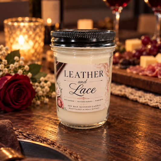 leather and lace candle