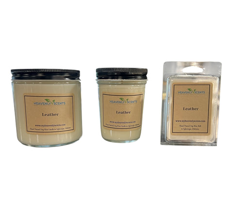 Leather Soy Candle Heavenly Scents