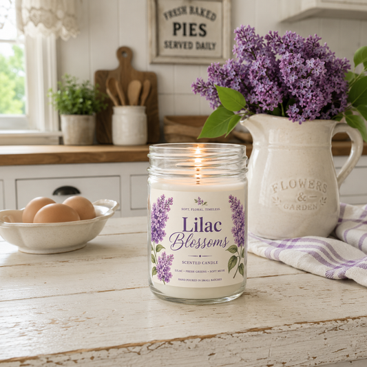 lilac blossoms candle
