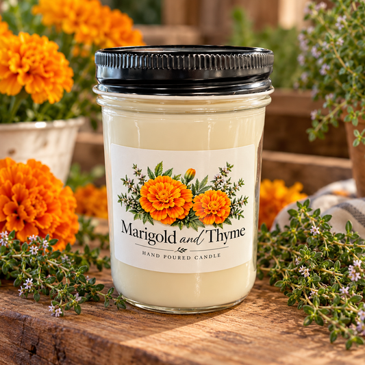marigold thyme candle