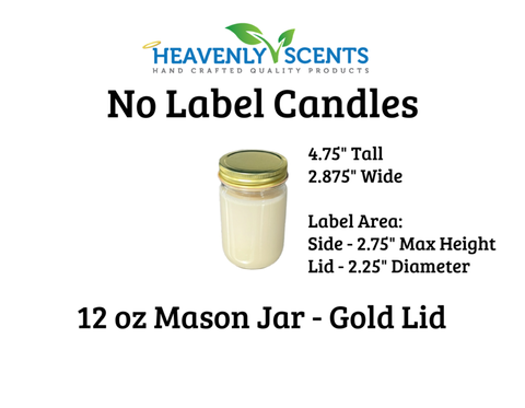 12 oz Mason Jar Soy Candles - Gold Lid - Single