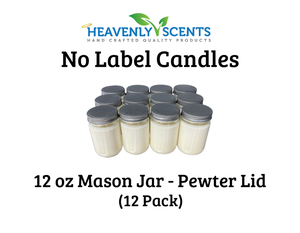12 oz Mason Jar Soy Candles - Pewter Lid - 12 Pack