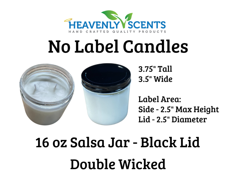 16 oz Salsa Jar Wholesale Soy Candles - Black Lid - 6 Pack - No Labels