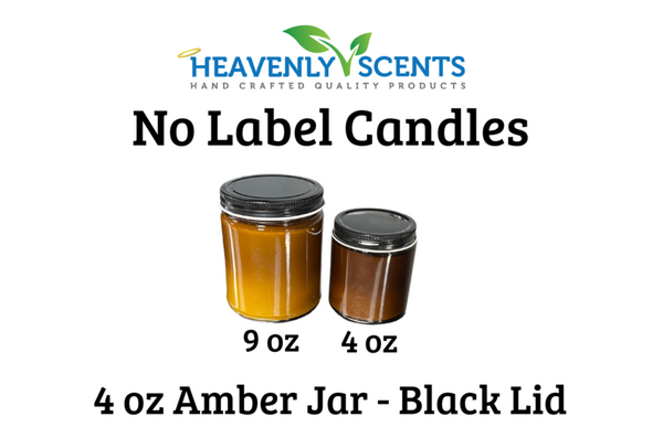 4 oz Amber Jar Soy Candles - Black Lid - Single