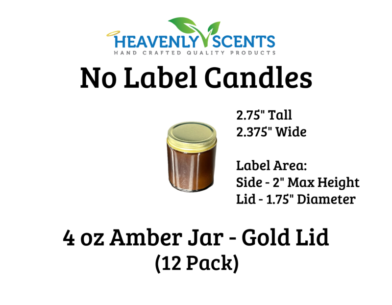 4 oz Amber Jar Wholesale Soy Candles - Gold Lid - 12 Pack - No Labels