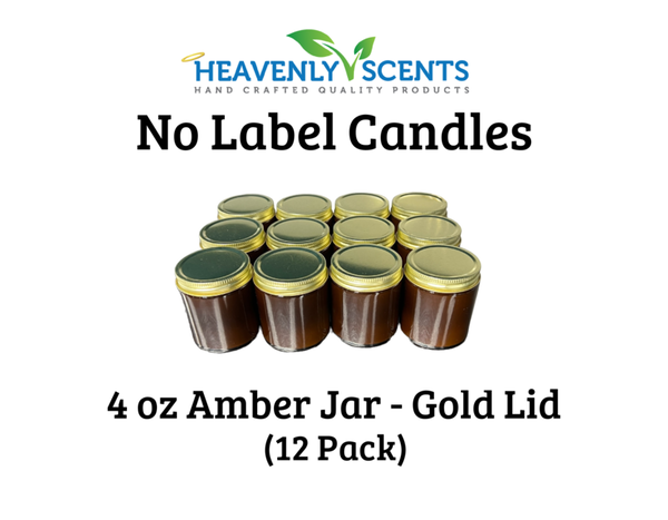 4 oz Amber Jar Soy Candles - Gold Lid - 12 Pack
