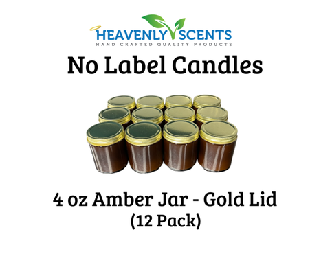 4 oz Amber Jar Soy Candles - Gold Lid - 12 Pack