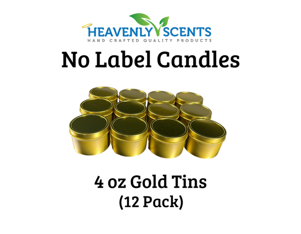 4 oz Gold Tin Soy Candles - 12 Pack