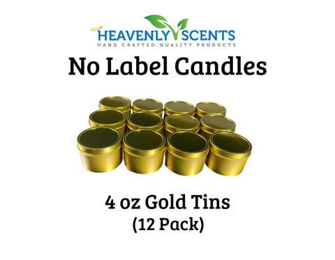 4 oz Gold Tin Soy Candles - 12 Pack