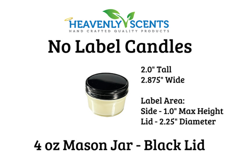 4 oz Mason Jar Soy Candles - Black Lid - Single