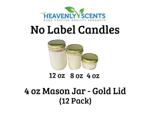4 oz Mason Jar Soy Candles - Gold Lid - 12 Pack