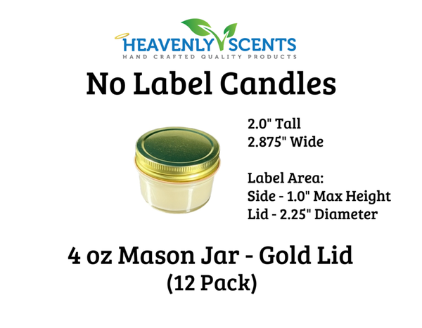 4 oz Mason Jar Soy Candles - Gold Lid - 12 Pack