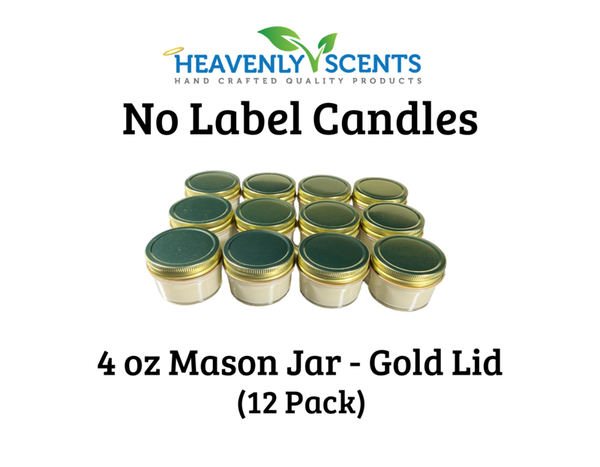 4 oz Mason Jar Soy Candles - Gold Lid - 12 Pack