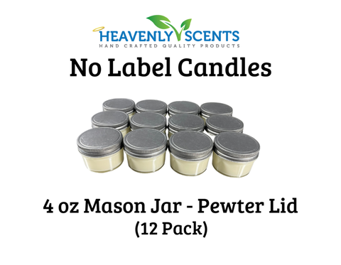 4 oz Mason Jar Soy Candles - Pewter Lid - 12 Pack