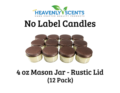 4 oz Mason Jar Soy Candles - Rustic Lid - 12 Pack