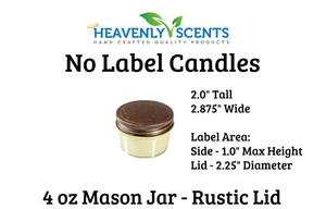 4 oz Mason Jar Soy Candles - Rustic Lid - Single