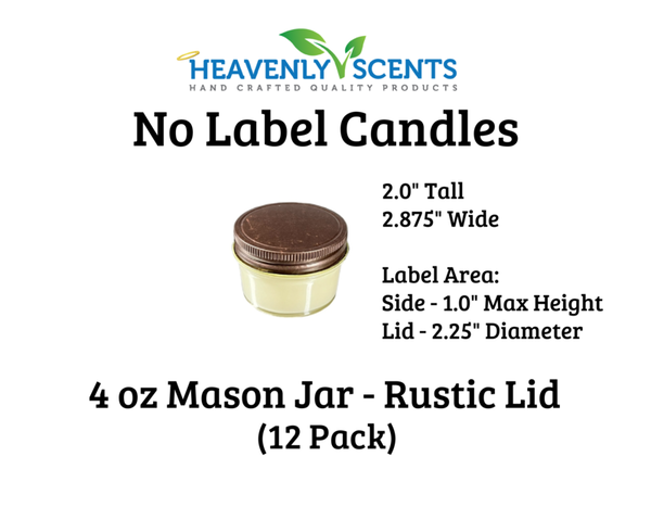 4 oz Mason Jar Soy Candles - Rustic Lid - 12 Pack