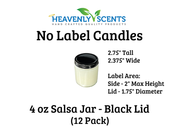 4 oz Salsa Jar Soy Candles - Black Lid - 12 Pack
