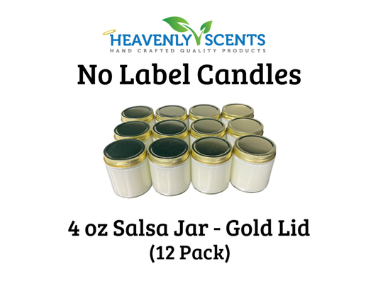 4 oz Salsa Jar Wholesale Soy Candles - Gold Lid - 12 Pack - No Labels