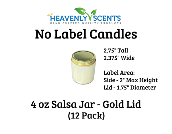4 oz Salsa Jar Soy Candles - Gold Lid - 12 Pack