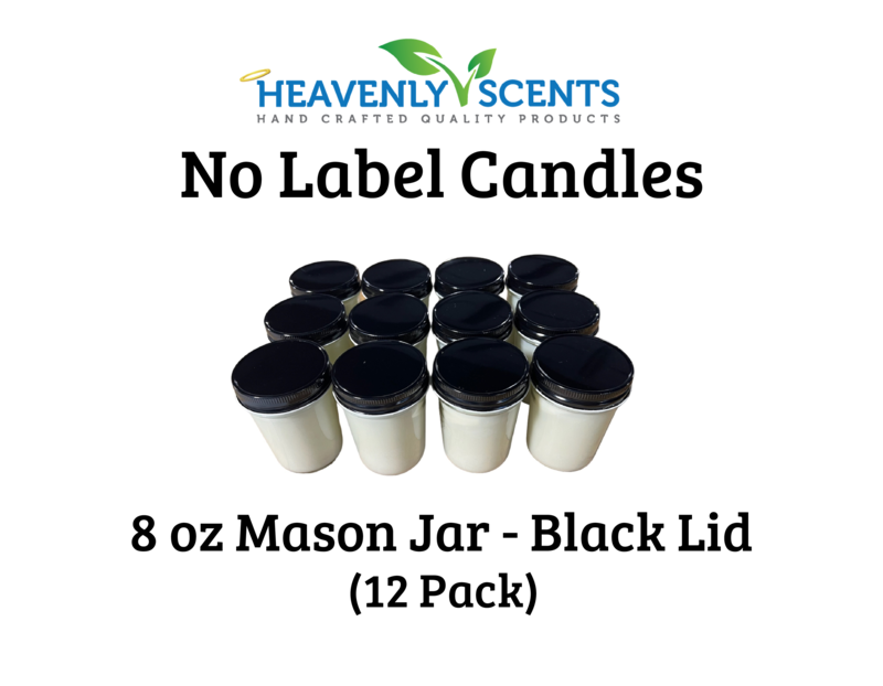 8 oz Mason Jar Soy Candles - Black Lids - 12 Pack