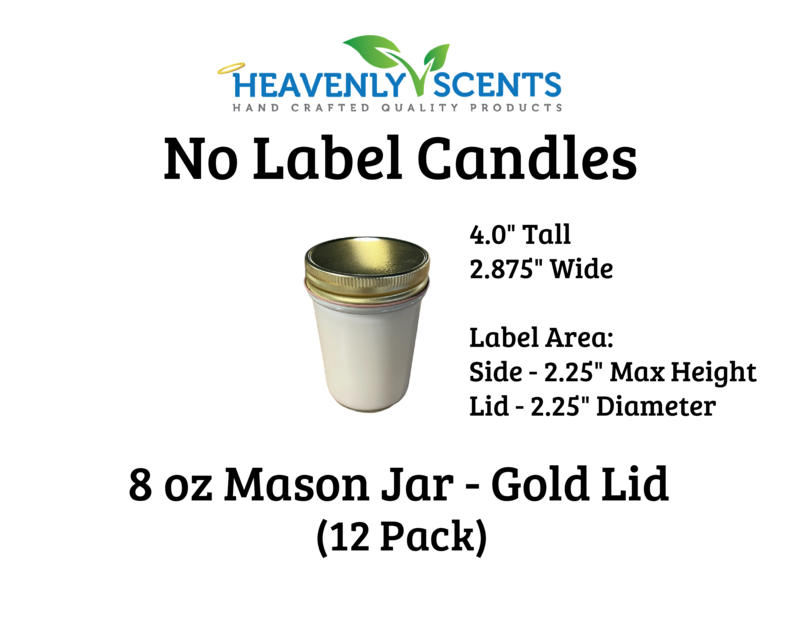 8 oz Mason Jar Wholesale Soy Candles - Gold Lids - 12 Pack - No Labels