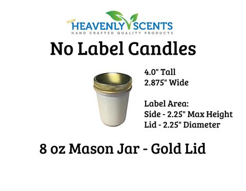 8 oz Mason Jar Soy Candles - Gold Lids - Single