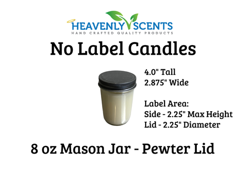 8 oz Mason Jar Soy Candles - Pewter Lids - Single