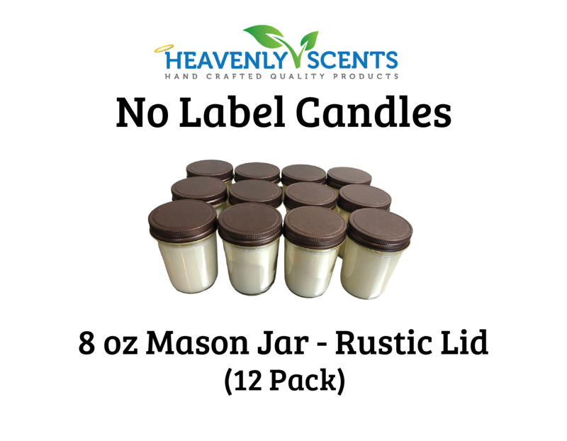 8 oz Mason Jar Wholesale Soy Candles - Rustic Lids - 12 Pack - No Labels