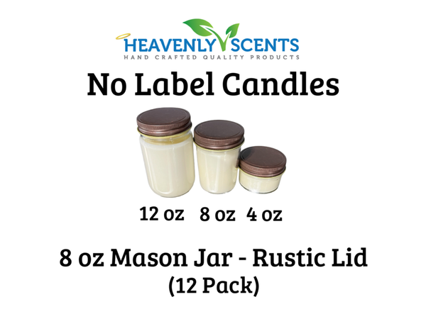 8 oz Mason Jar Soy Candles - Rustic Lids - 12 Pack