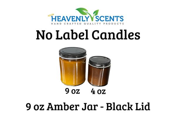 9 oz Amber Jar Soy Candles - Black Lid - Single