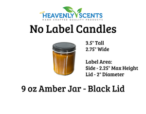 9 oz Amber Jar Soy Candles - Black Lid - Single
