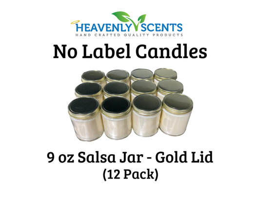 9 oz Salsa Jar Wholesale Soy Candles - Gold Lid - 12 Pack - No Labels